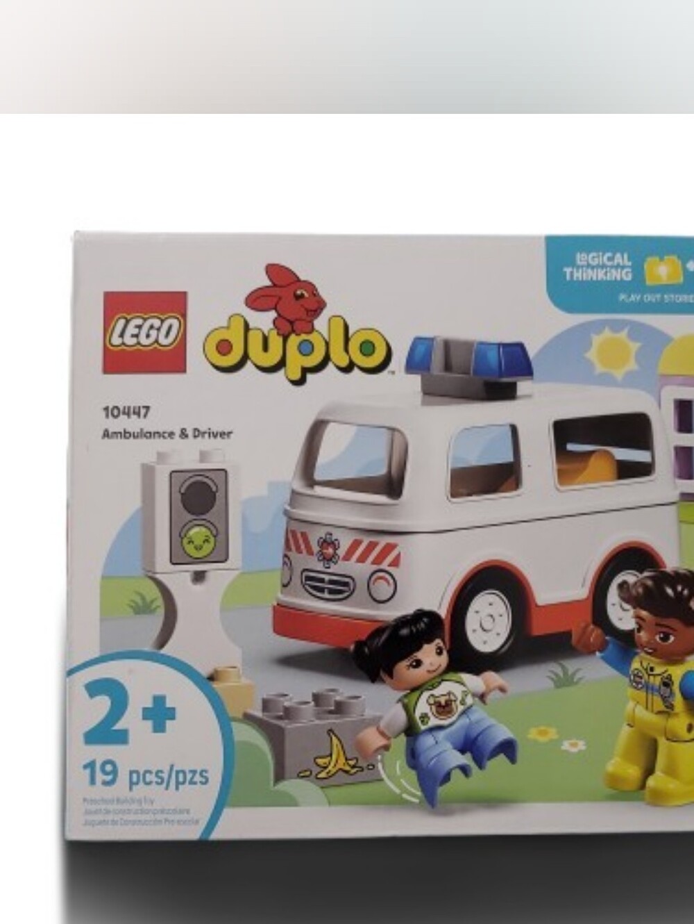 New LEGO Duplo White and Red Ambulance & Driver Van With Figures 10447